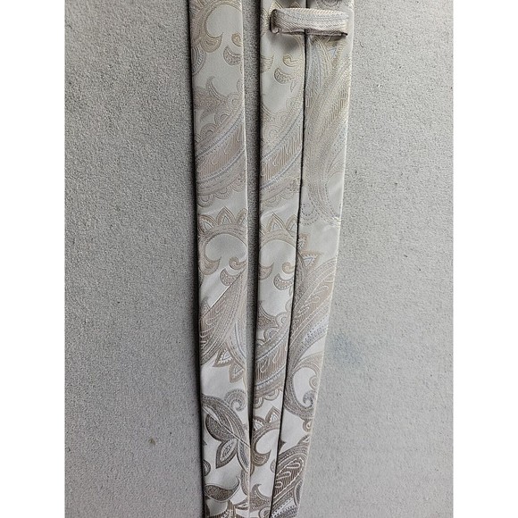 NEW - Sean John Rich Paisley Silk Neck Tie Metallic Silver Jaquard NWT $59.50 - Picture 10 of 11